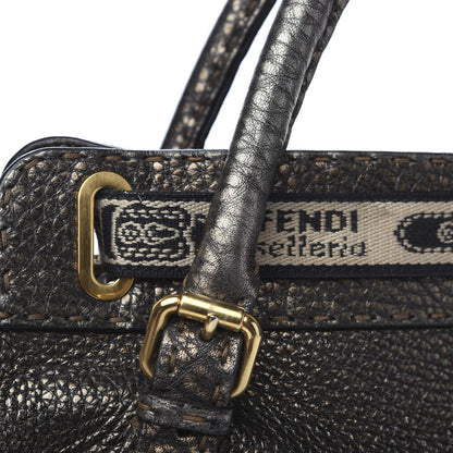 Fendi Metallic Calfskin Romano Selleria Large Villa Borghese Tote Black 10 of 13