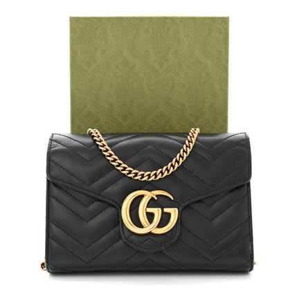 Gucci Calfskin Matelasse GG Marmont Chain Wallet Black 11 of 11