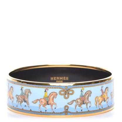 Hermes Enamel Equestrian Printed Wide Bracelet 65 1 of 5