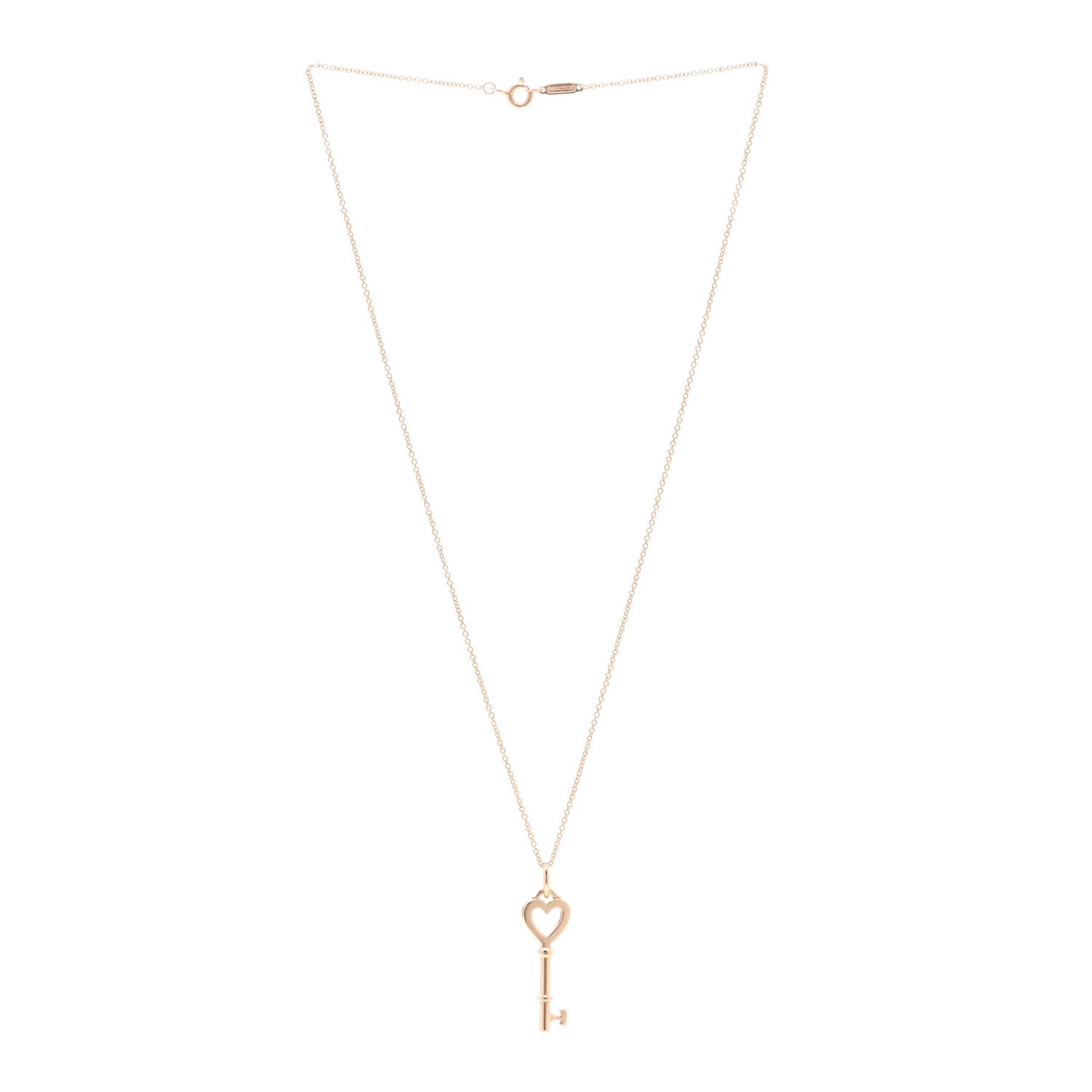 18K Rose Gold Mini Heart Key Pendant Necklace