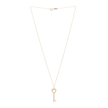 Tiffany 18K Rose Gold Mini Heart Key Pendant Necklace 3 of 5