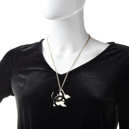 Chanel Enamel Butterfly CC Necklace Black White Gold 2 of 6