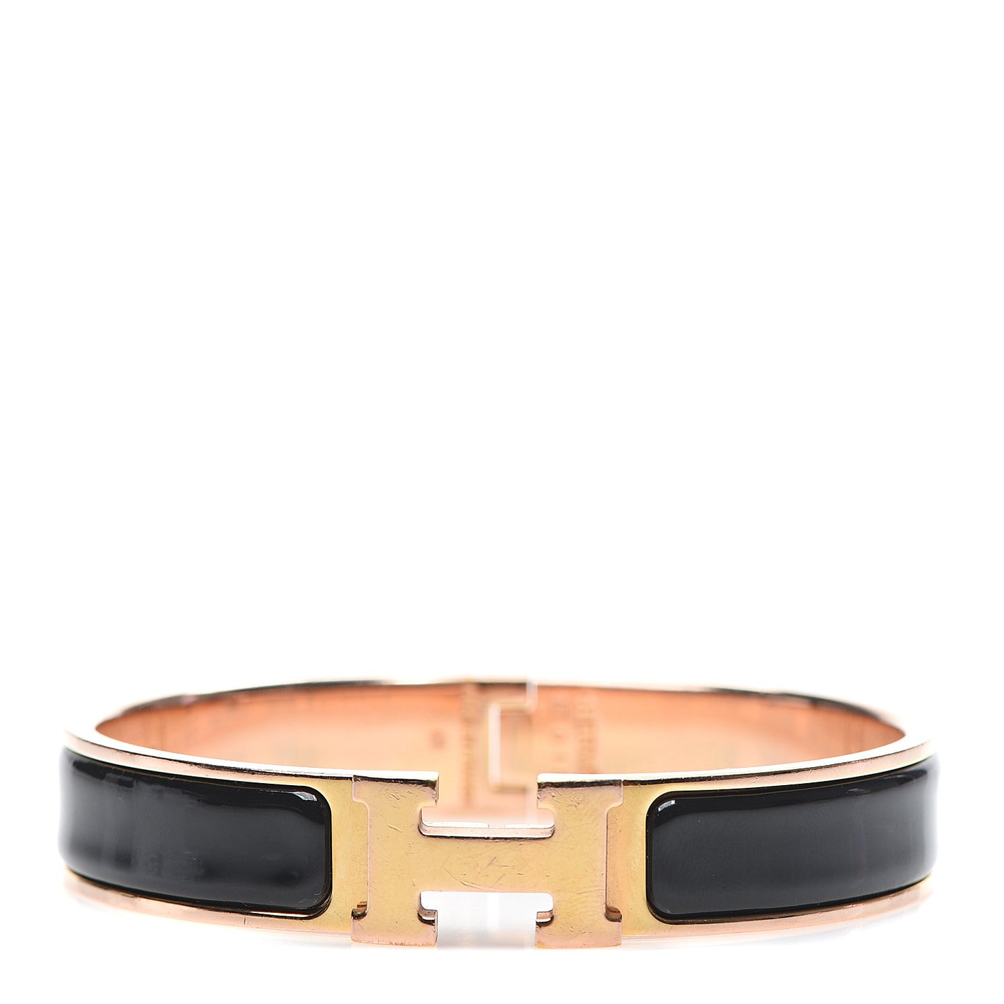 Enamel Narrow Clic Clac H Bracelet GM Black