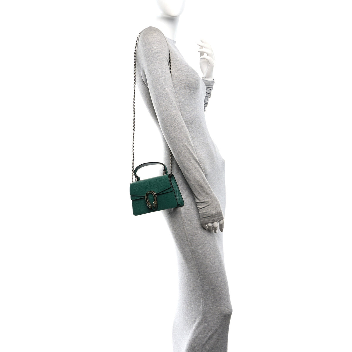 Gucci Dollar Calfskin Crystal Mini Dionysus Top Handle Bag Emerald 2 of 10