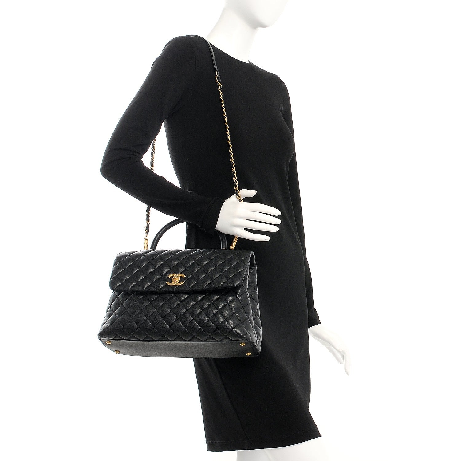 Chanel Caviar Quilted Medium Coco Handle Flap Black 2 of 9