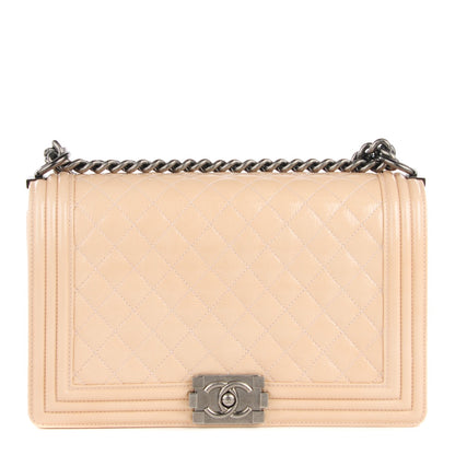 Chanel Patent Goatskin Quilted New Medium Boy Flap Beige Clair 1 of 9