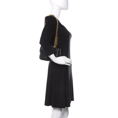 Gucci Calfskin Matelasse Mini GG Marmont Shoulder Bag Black 2 of 9