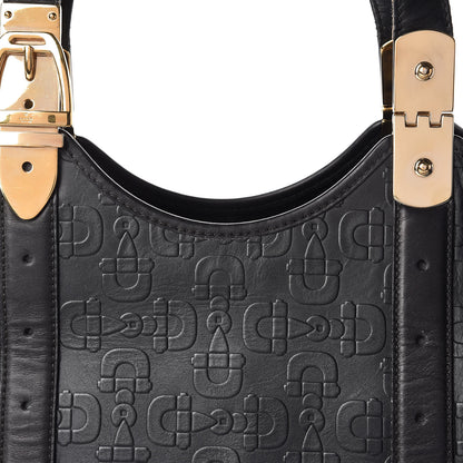 Gucci Calfskin Horsebit Embossed Large Glam Shoulder Bag Black 8 of 24