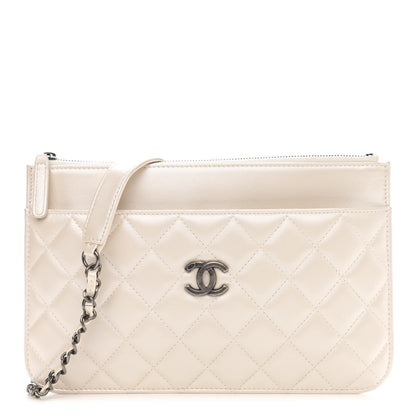 Chanel Lambskin Quilted Clutch With Chain White 3 of 11