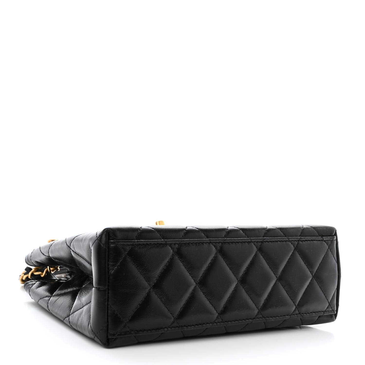 Chanel Shiny Aged Calfskin Quilted Nano Kelly Shopper Black 4 of 11