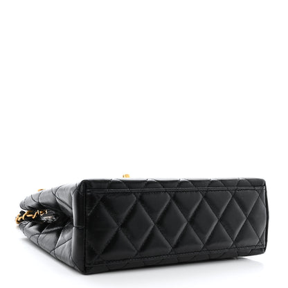 Chanel Shiny Aged Calfskin Quilted Nano Kelly Shopper Black 4 of 11