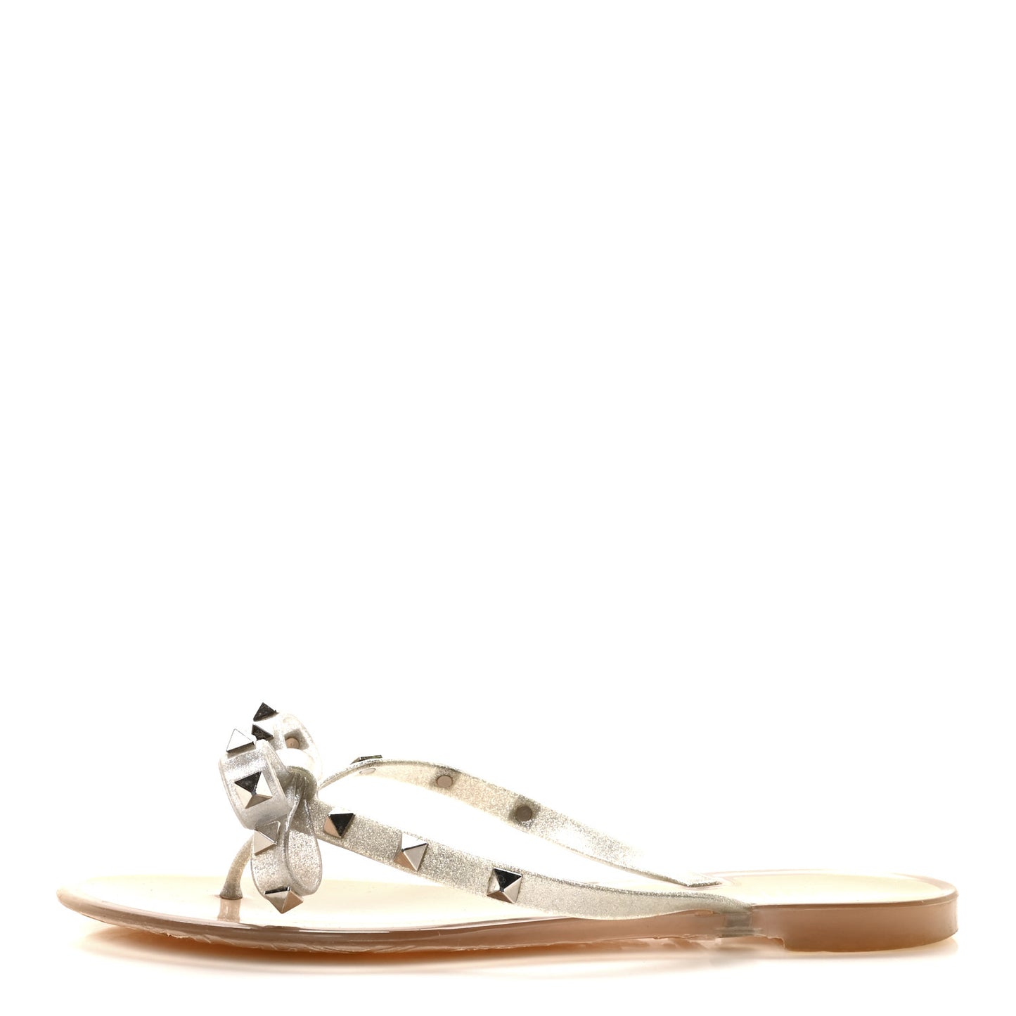 PVC Jelly Glitter Rockstud Bow Thong Sandals 39 Argento