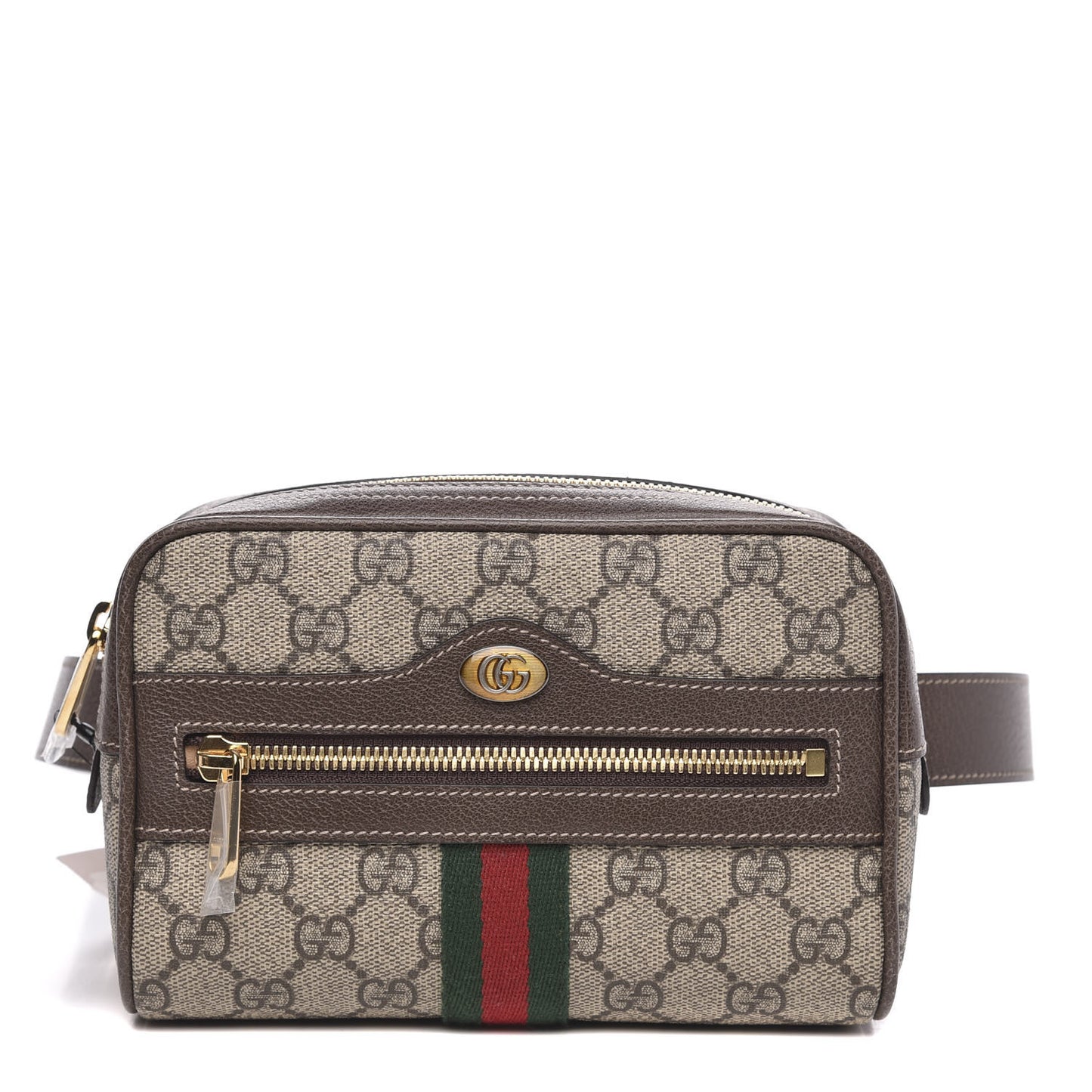GG Supreme Monogram Web Small Ophidia Belt Bag 85 34 Dark Brown