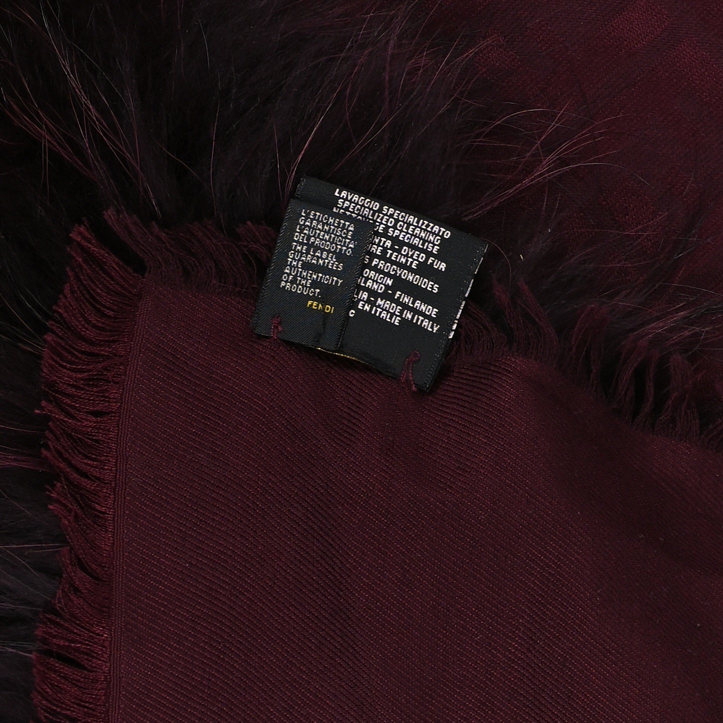 Silk Wool Raccoon Fur FF Shawl Purple