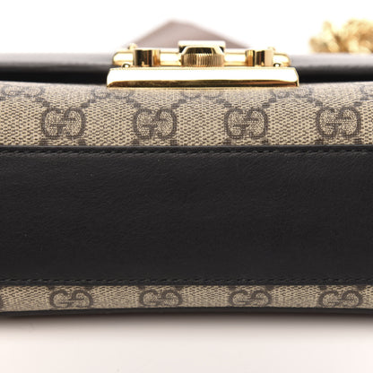 Gucci GG Supreme Monogram Calfskin Small Padlock Shoulder Bag Beige Black Cuir 10 of 13