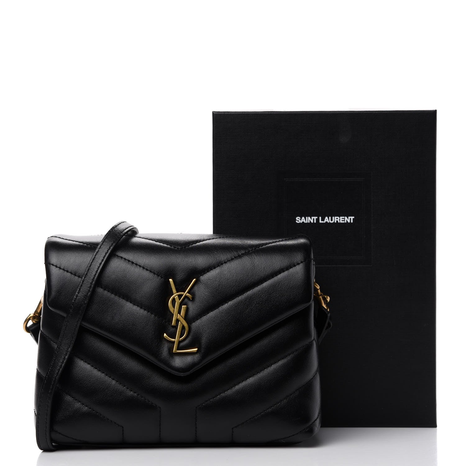 Saint Laurent Calfskin Y Quilted Monogram Toy Loulou Crossbody Bag Black 8 of 8