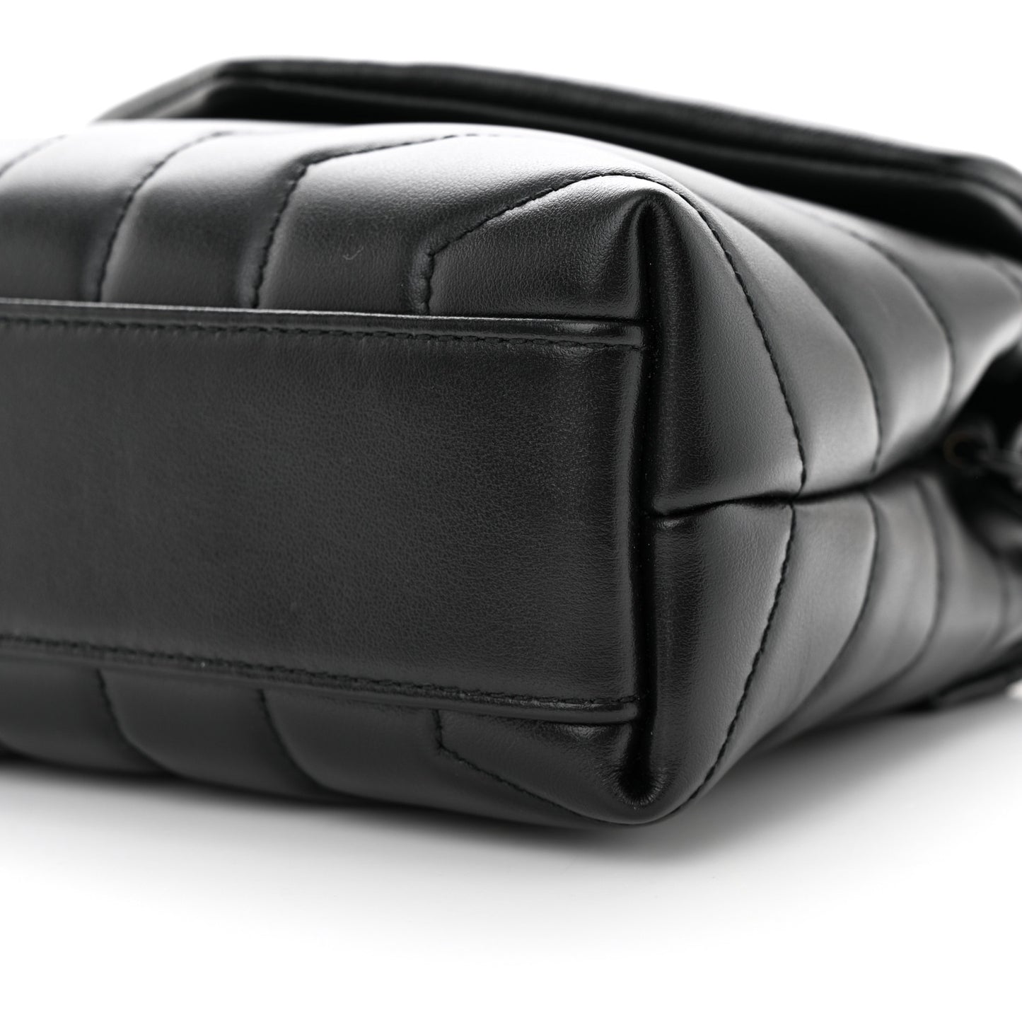 Calfskin Y Quilted Monogram Monochrome Toy Loulou Crossbody Bag Black