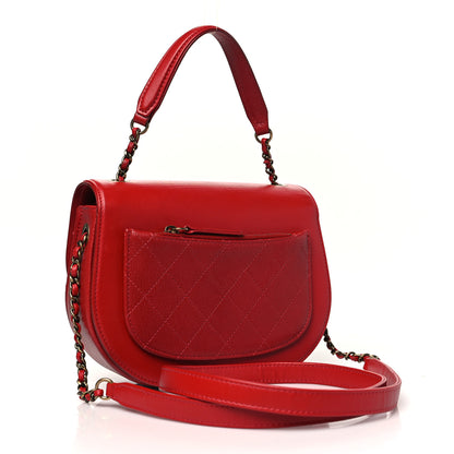 Chanel Shiny Calfskin Goatskin Quilted Small Coco Curve Messenger Flap Red 3 of 10