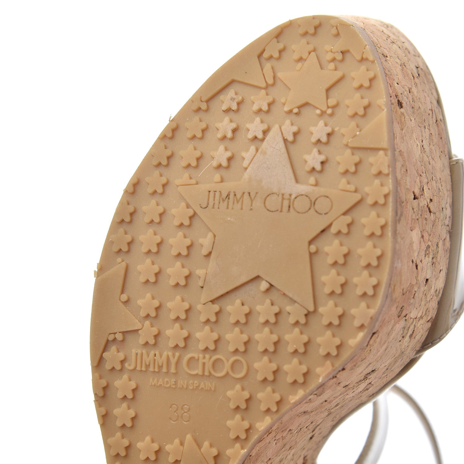 Jimmy Choo Patent Cork Portia 120 Wedge Sandals 38 Nude 14 of 23