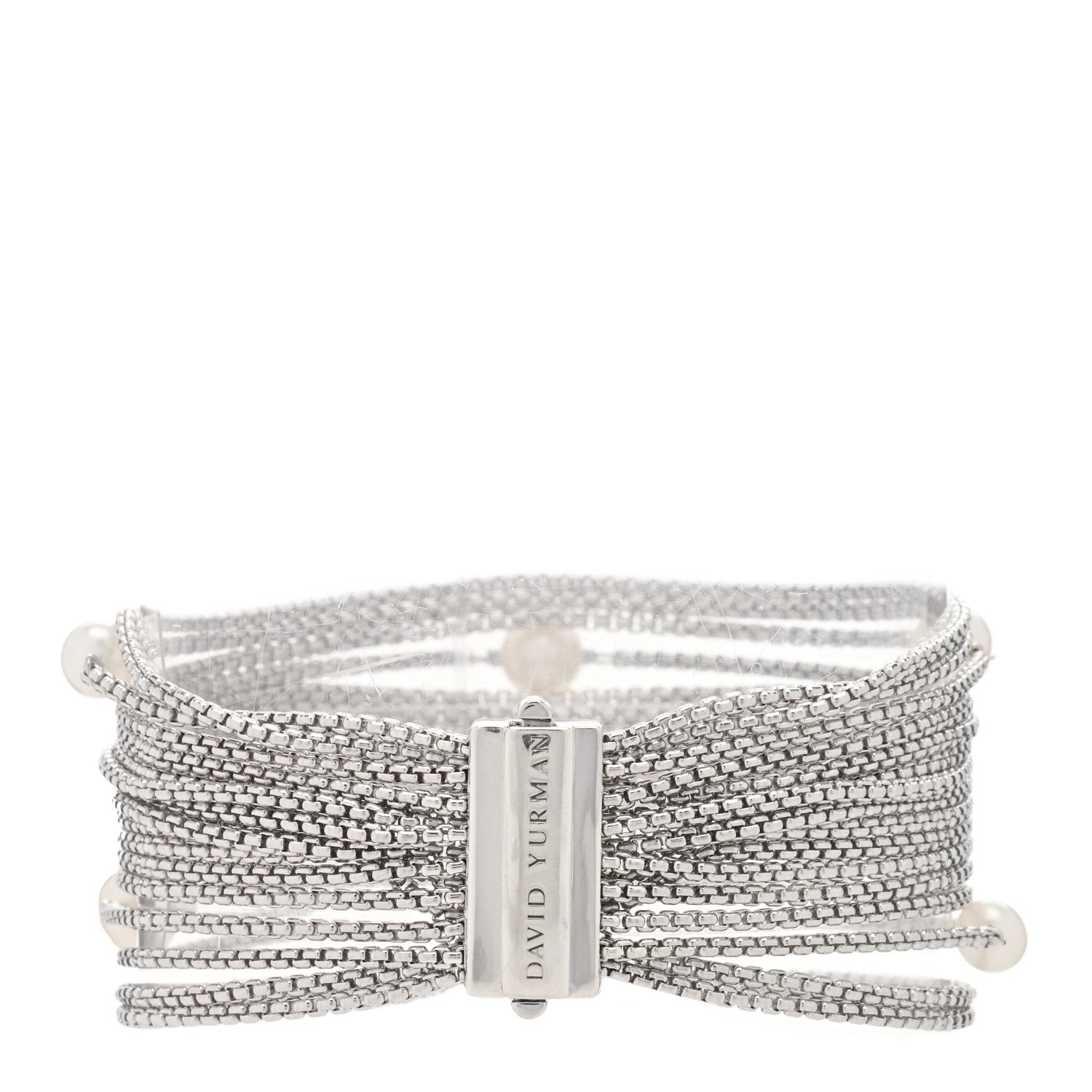 David Yurman Sterling Silver Pearl Sixteen-Row Chain Bracelet 2 of 3