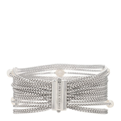 David Yurman Sterling Silver Pearl Sixteen-Row Chain Bracelet 2 of 3