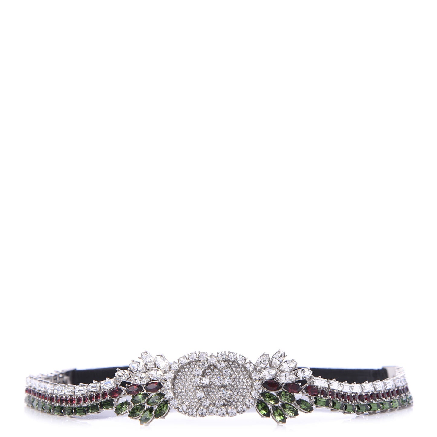 Crystal Embellished Interlocking GG Headband Green Red