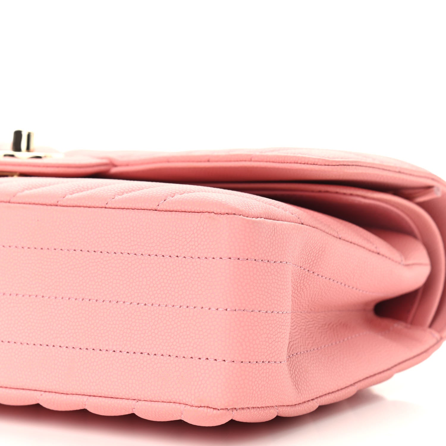 Chanel Caviar Flat Chevron Quilted Medium Double Flap Pink 11 of 11