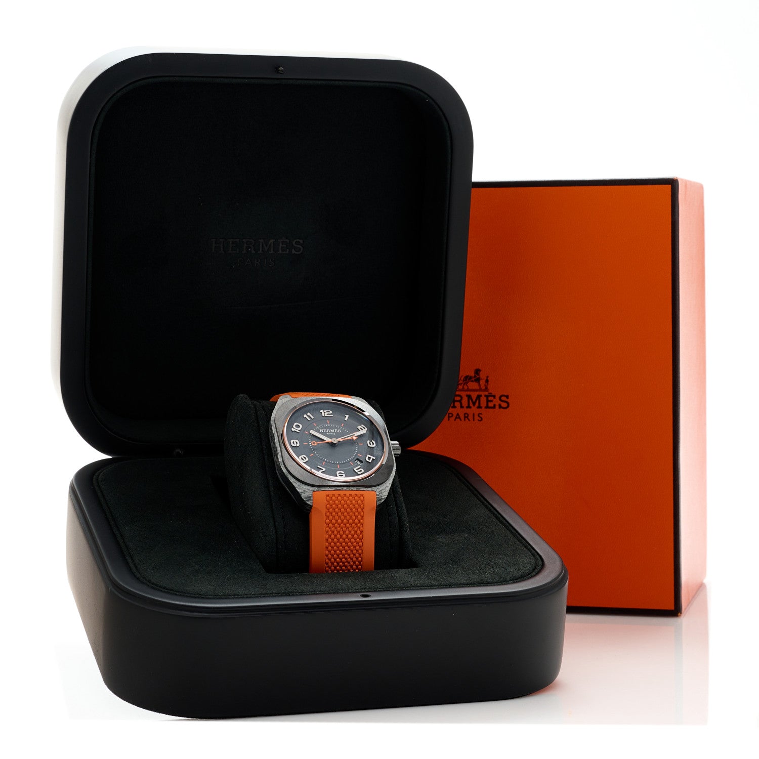 Hermes Glass Fiber Ceramic Rubber 39mm H08 Automatic Watch Orange 5 of 5