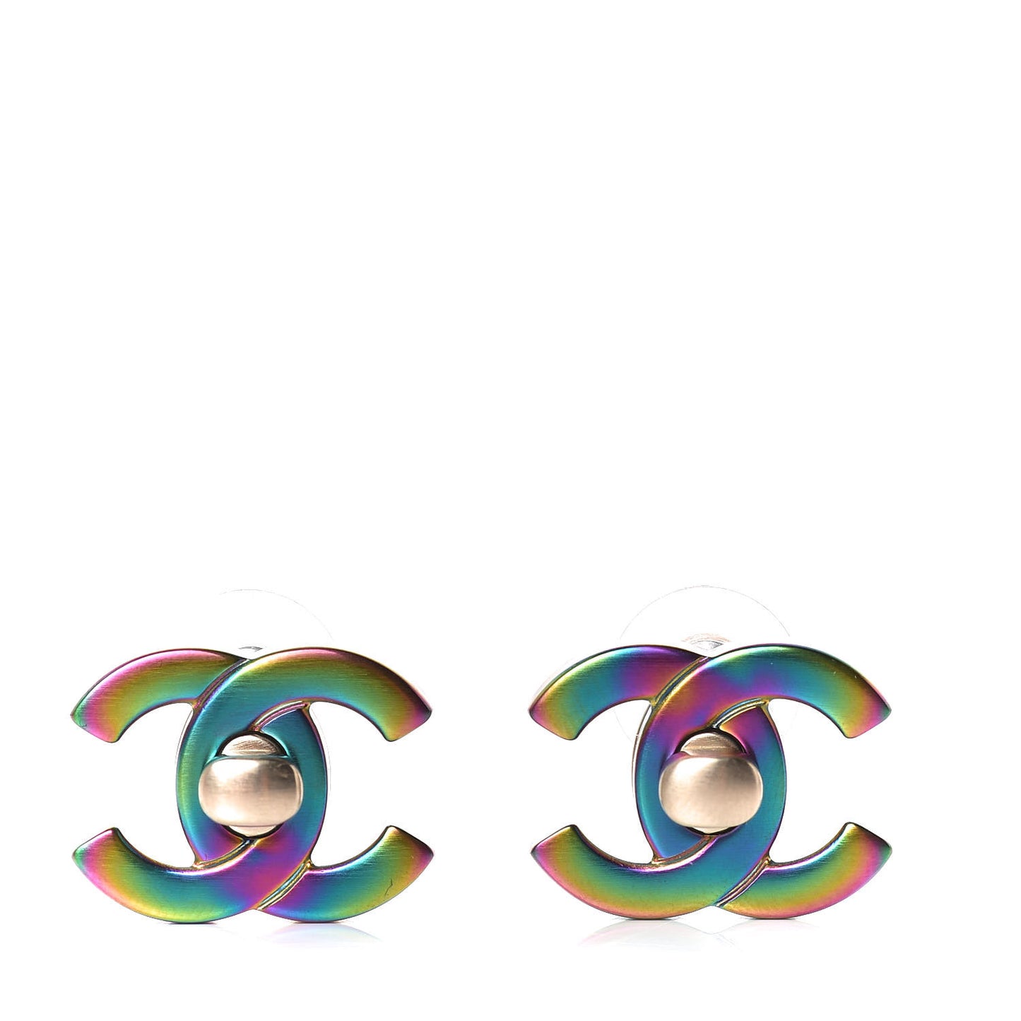 Metal CC Turnlock Interchangeable Earrings Gold