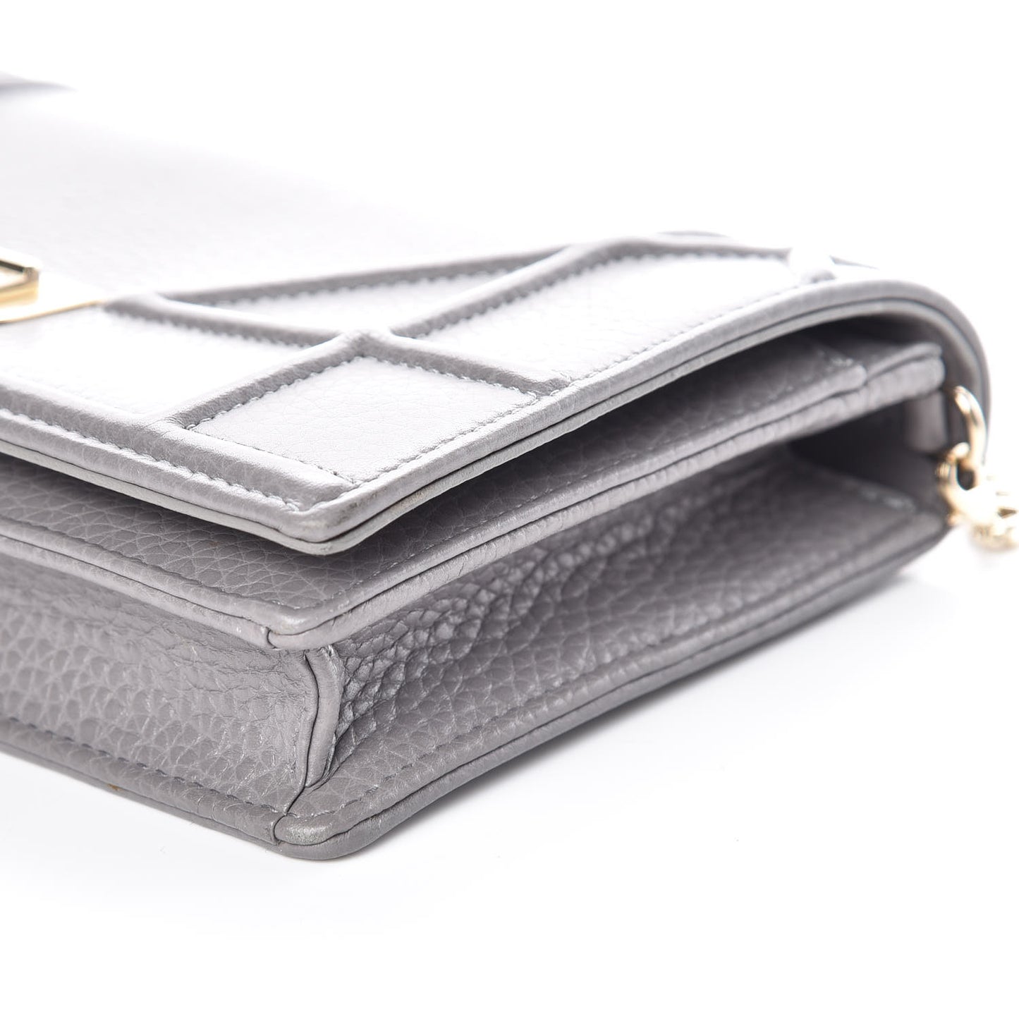 Grained Calfskin Diorama Wallet on Chain Pouch Gris