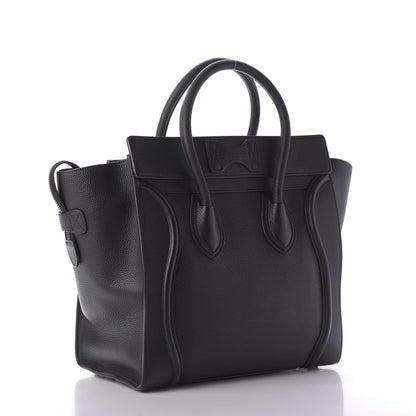 Celine Drummed Calfskin Mini Luggage Black 3 of 10