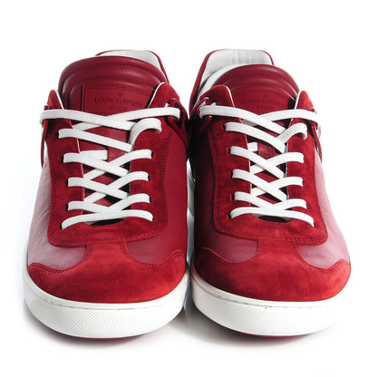 Louis Vuitton Calfskin Suede Embossed Damier Genesis Sneakers 10 Carmine 2 of 8