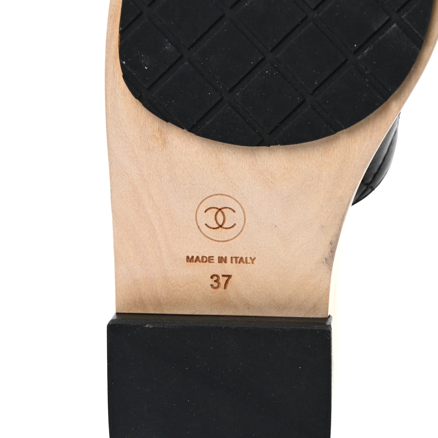 Chanel Lambskin CC Mule Sandals 37 Black Beige 6 of 9