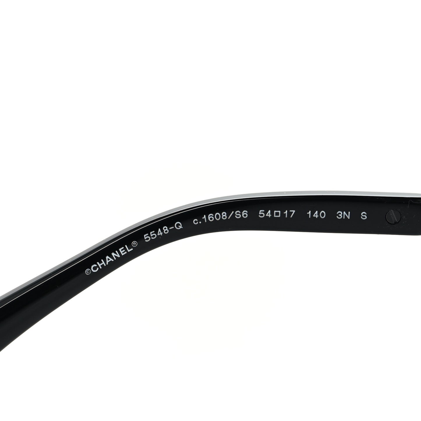 Acetate Metal Calfskin CC Square Sunglasses 5548-Q-A Black