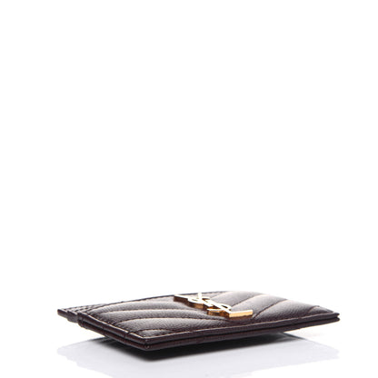 Saint Laurent Grain De Poudre Matelasse Chevron Monogram Credit Card Case Rouge Legion 4 of 10