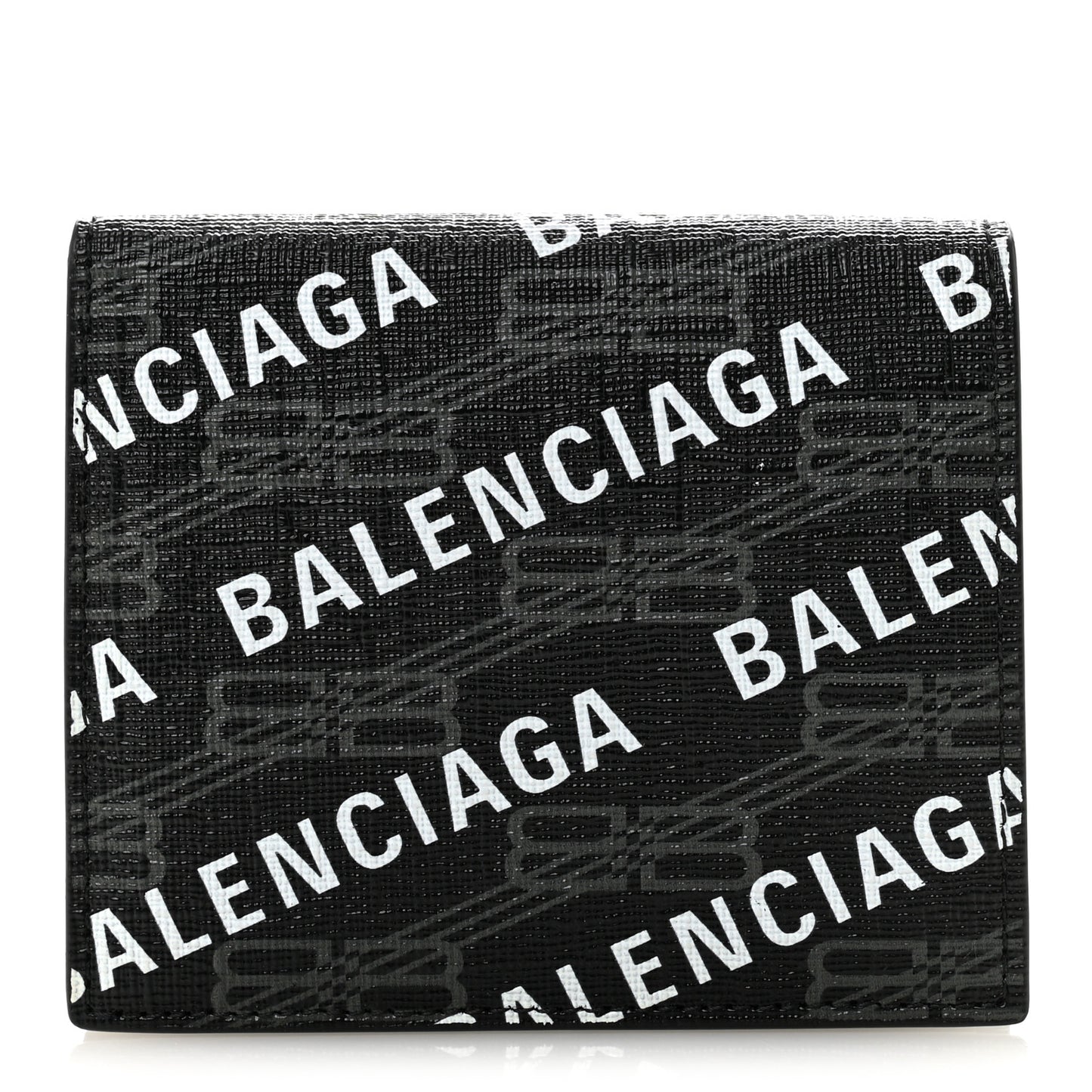 Coated Canvas BB Monogram Allover Logo Card Holder Wallet Black Grey White