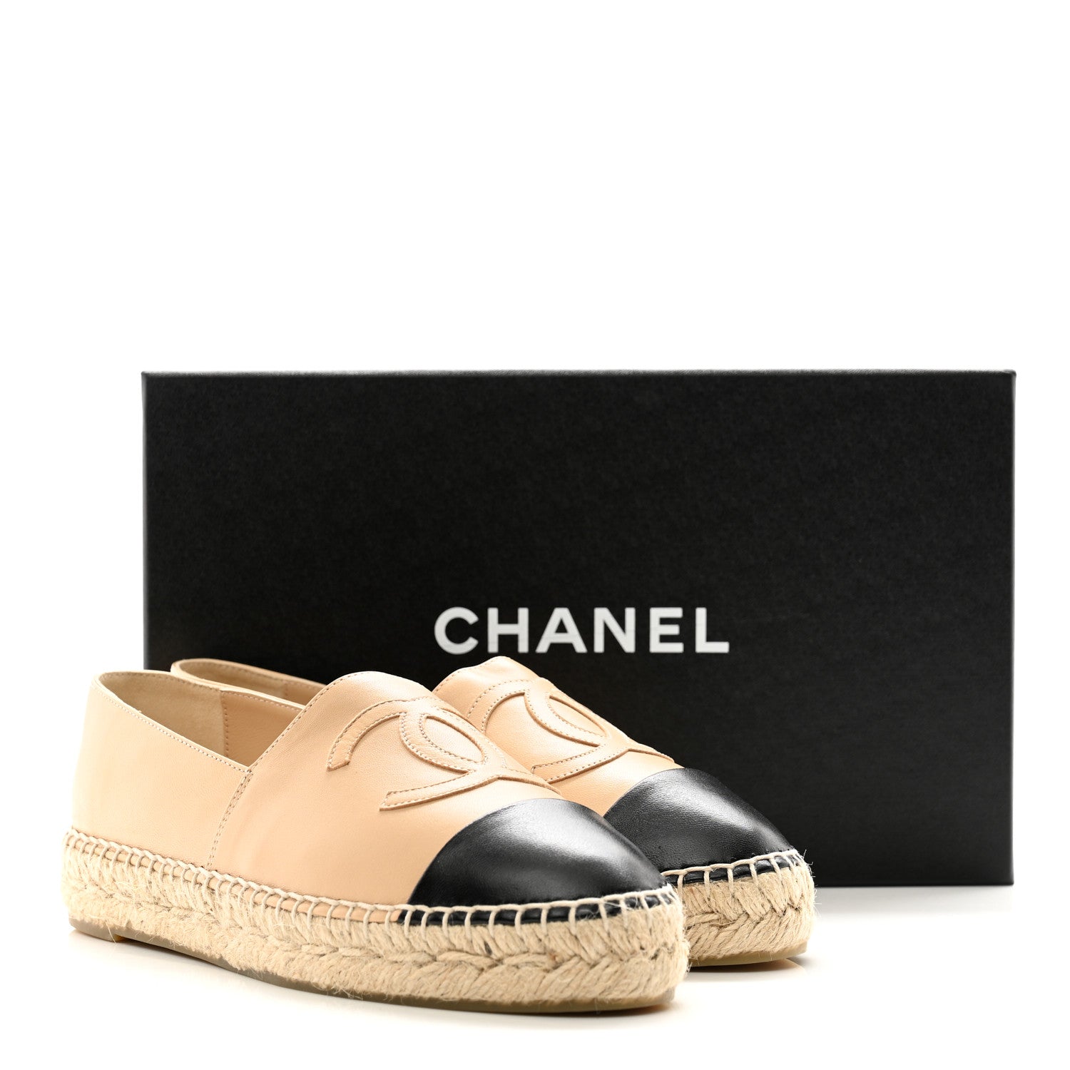 Chanel Lambskin CC Espadrilles 38 Beige Black 9 of 9