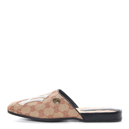Gucci X MLB Monogram NY Yankees Embroidered Womens GG Slippers 37 Beige Ruggine 1 of 8