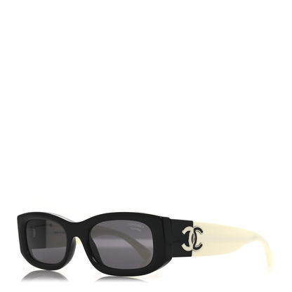 Chanel Acetate Rectangle Sunglasses 5525 Black White 1 of 7