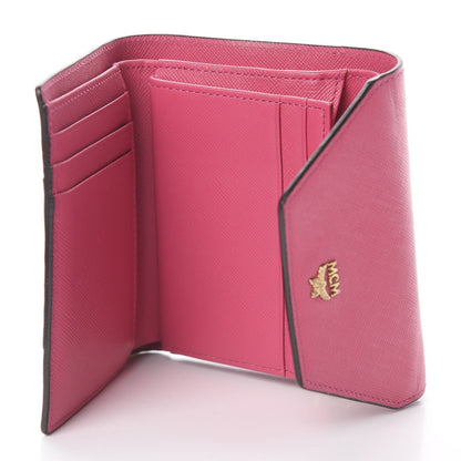 MCM Visetos Tri-Fold Love Letter Flap Wallet Cognac Pink 4 of 5