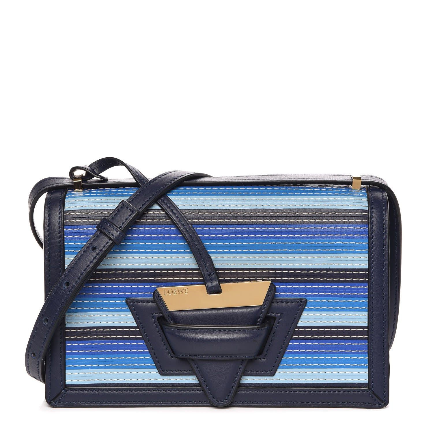 Loewe Calfskin Stitches Barcelona Shoulder Bag Blue 1 of 8