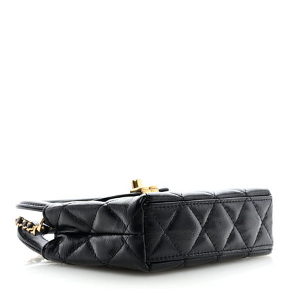 Chanel Shiny Aged Calfskin Quilted Mini Nano Kelly Shopper Black 4 of 10