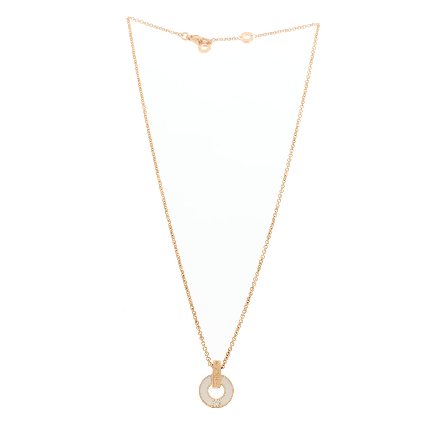 18K Rose Gold Diamond Mother of Pearl Openwork Pendant Necklace