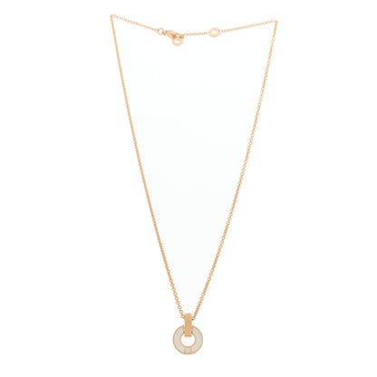 Bulgari 18K Rose Gold Diamond Mother of Pearl Openwork Pendant Necklace 3 of 7
