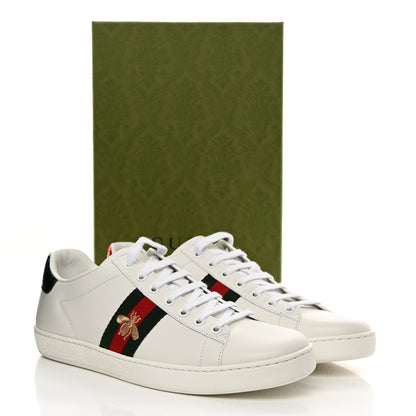 Gucci Calfskin Ayers Bee Embroidered Womens Ace Sneakers 41 White Green 9 of 9