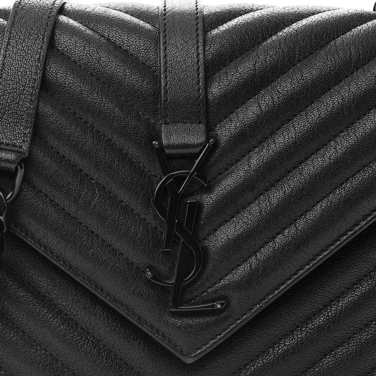 Saint Laurent Sheepskin Matelasse Chevron Monogram Monochrome Medium College Bag Black 7 of 10