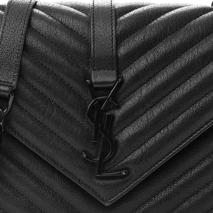 Saint Laurent Sheepskin Matelasse Chevron Monogram Monochrome Medium College Bag Black 7 of 10