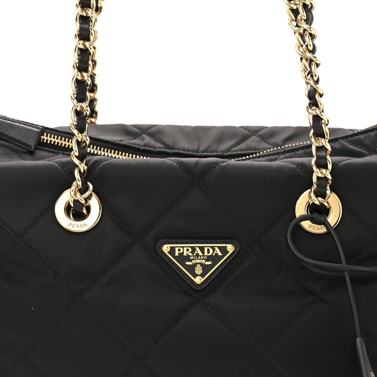 Re-Nylon Stitched Re-Edition 1995 Chaine Medium Tote Bag Black