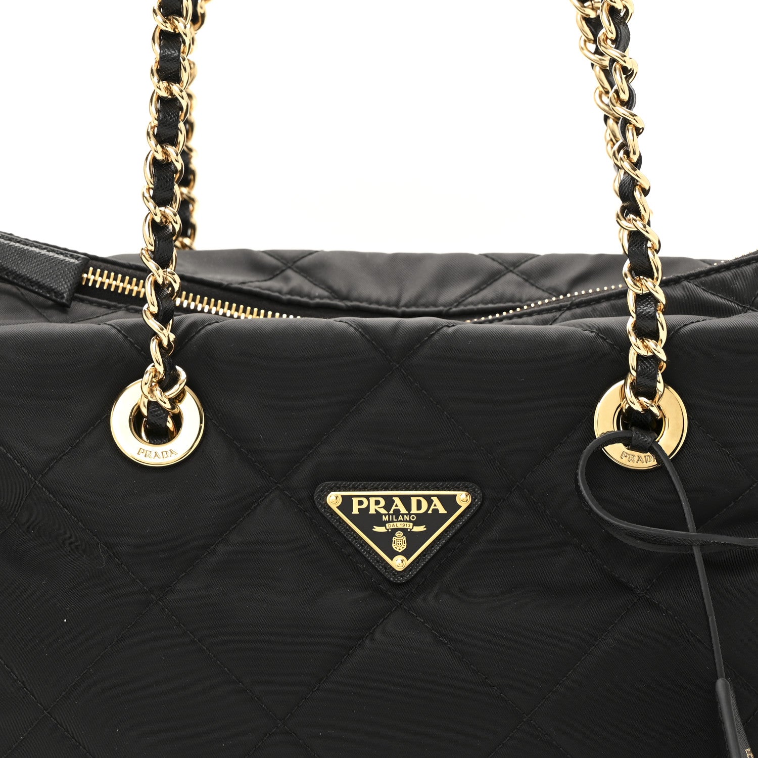 Prada Re-Nylon Stitched Re-Edition 1995 Chaine Medium Tote Bag Black 8 of 13