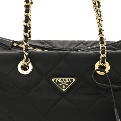 Prada Re-Nylon Stitched Re-Edition 1995 Chaine Medium Tote Bag Black 8 of 13